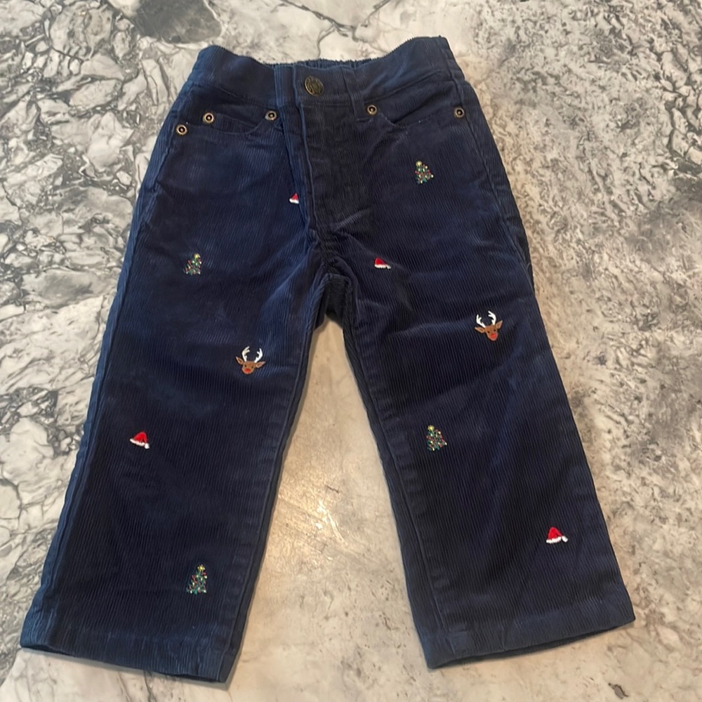 JANIE AND JACK holiday embroidered corduroy pant